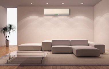 Klima 3d render çizim ile modern iç