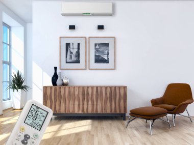 Klima 3d render çizim ile modern iç