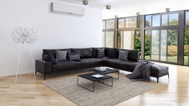 Klima 3d render çizim ile modern iç