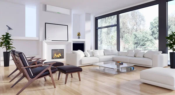 Interior Moderno Con Ilustración Renderizado Aire Acondicionado — Foto de Stock