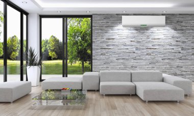 Klima 3d render çizim ile modern iç