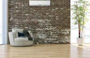 Klima 3d render çizim ile modern iç