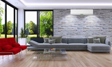 Klima 3d render çizim ile modern iç