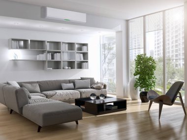 Klima 3d render çizim ile modern iç