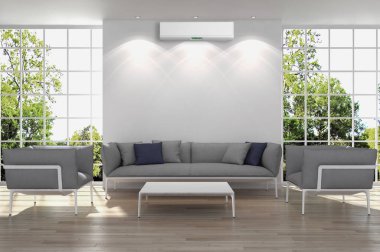 Klima 3d render çizim ile modern iç