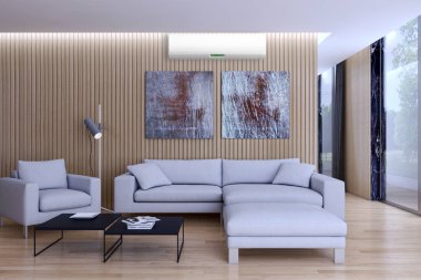 Klima 3d render çizim ile modern iç