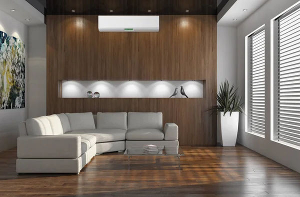 Interior Moderno Con Ilustración Renderizado Aire Acondicionado — Foto de Stock