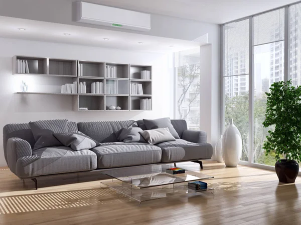 Modern Interieur Met Airconditioning Rendering Illustratie — Stockfoto