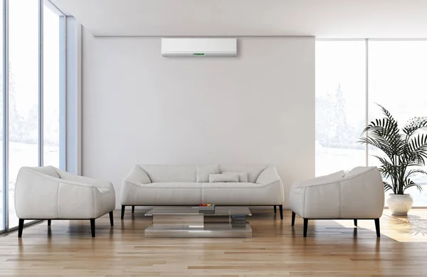 Modern Interieur Met Airconditioning Rendering Illustratie — Stockfoto