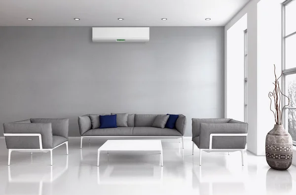 Modern Interieur Met Airconditioning Rendering Illustratie — Stockfoto