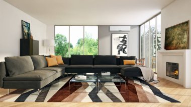 Klima 3d render çizim ile modern iç