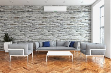 Klima 3d render çizim ile modern iç