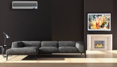 Klima 3d render çizim ile modern iç