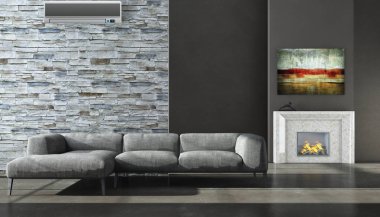 Klima 3d render çizim ile modern iç