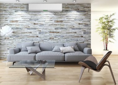 Klima 3d render çizim ile modern iç