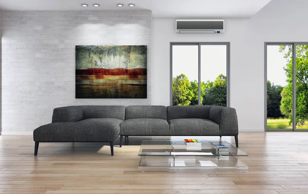 Modern Interieur Met Airconditioning Rendering Illustratie — Stockfoto