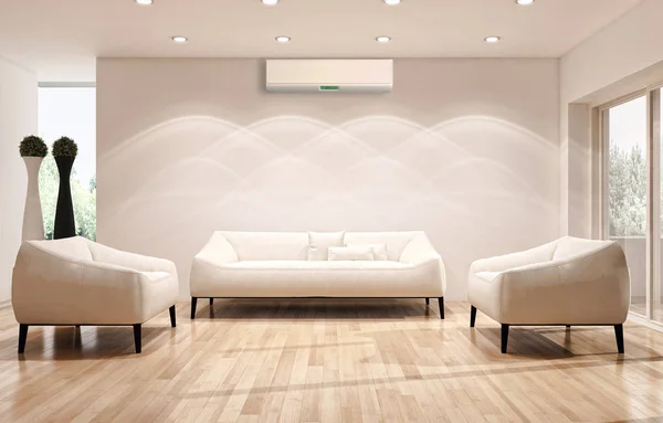 Interior Moderno Com Condicionado Ilustração Renderização — Fotografia de Stock