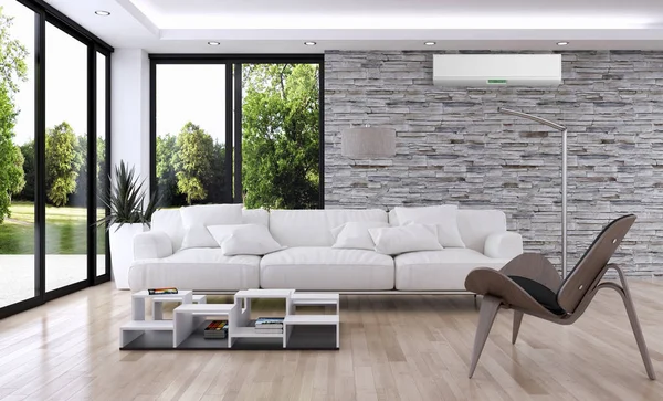 Interior Moderno Con Ilustración Renderizado Aire Acondicionado — Foto de Stock