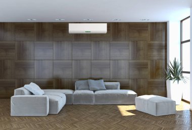 Klima 3d render çizim ile modern iç