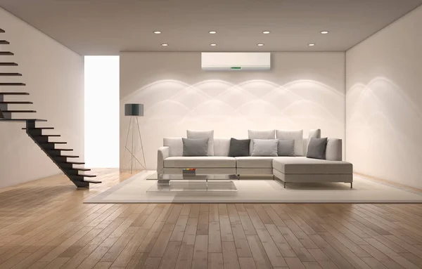 Interior Moderno Con Ilustración Renderizado Aire Acondicionado — Foto de Stock