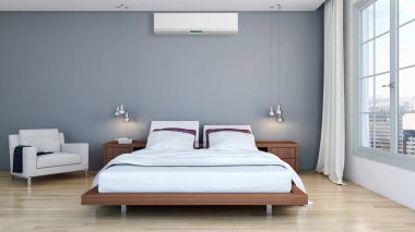 Klima 3d render çizim ile modern iç daire