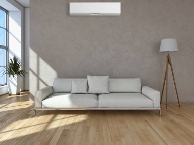 Klima 3d render çizim ile modern iç daire