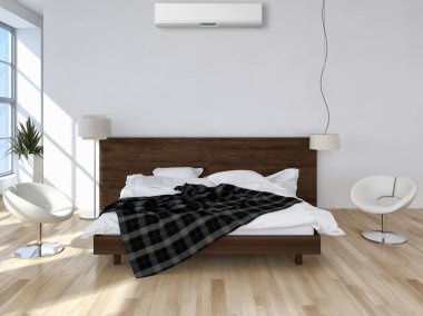 Klima 3d render çizim ile modern iç daire