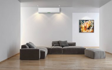 Klima 3d render çizim ile modern iç daire