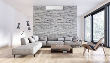 Klima 3d render çizim ile modern iç daire