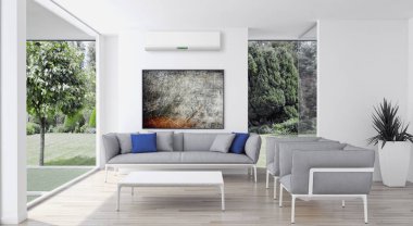 Klima 3d render çizim ile modern iç daire