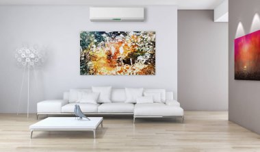 Klima 3d render çizim ile modern iç daire