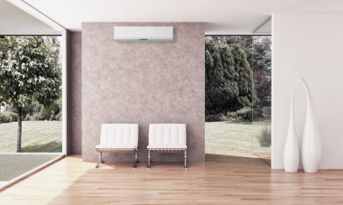 Klima 3d render çizim ile modern iç daire