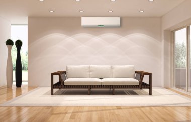 Klima 3d render çizim ile modern iç daire