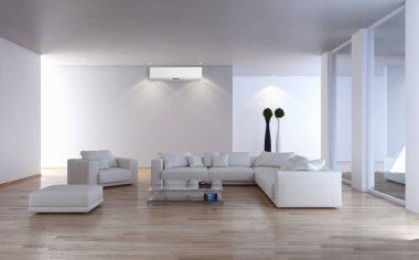 Klima 3d render çizim ile modern iç daire