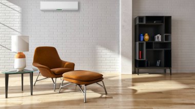 Klima 3d render çizim ile modern iç daire