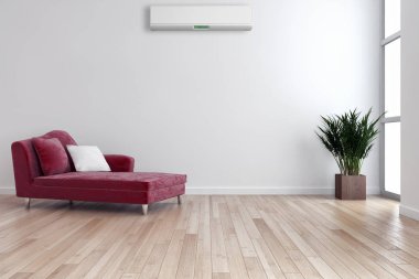 Klima 3d render çizim ile modern iç daire