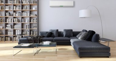 Klima 3d render çizim ile modern iç daire