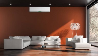 Klima 3d render çizim ile modern iç daire