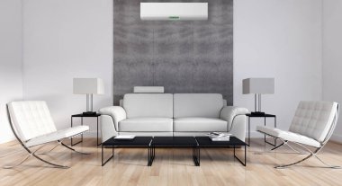 Klima 3d render çizim ile modern iç daire