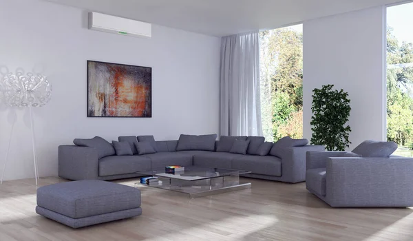 Modern Interiör Lägenhet Med Luftkonditionering Rendering Illustration — Stockfoto