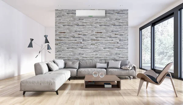 Klima 3d render çizim ile modern iç daire