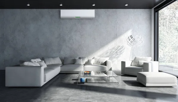 Modern Interiör Lägenhet Med Luftkonditionering Rendering Illustration — Stockfoto