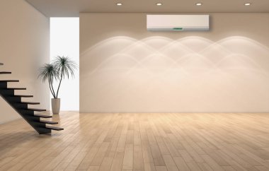 Klima 3d render çizim ile modern iç