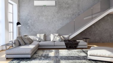 Klima 3d render çizim ile modern iç
