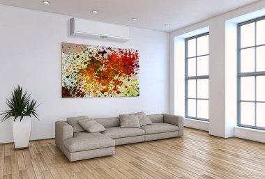 Klima 3d render çizim ile modern iç