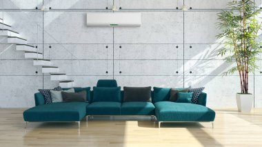 Klima 3d render çizim ile modern iç