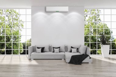 Klima 3d render çizim ile modern iç