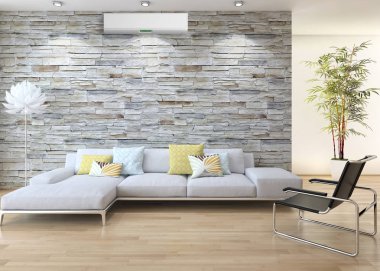 Klima 3d render çizim ile modern iç