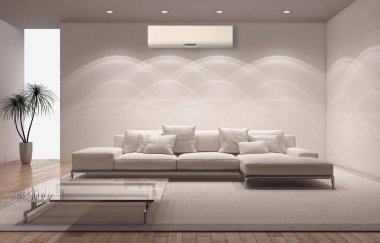 Klima 3d render çizim ile modern iç