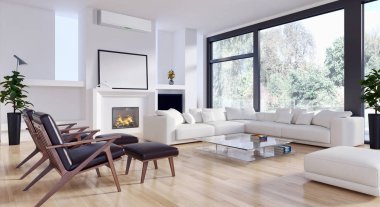 Klima 3d render çizim ile modern iç